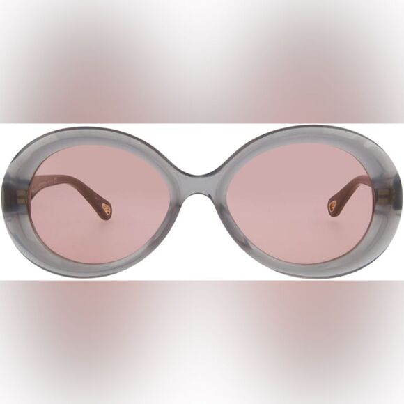 CHLOE Grey Transparent/Rose Oval Biobased Material sunglasses - Picture 15 of 15